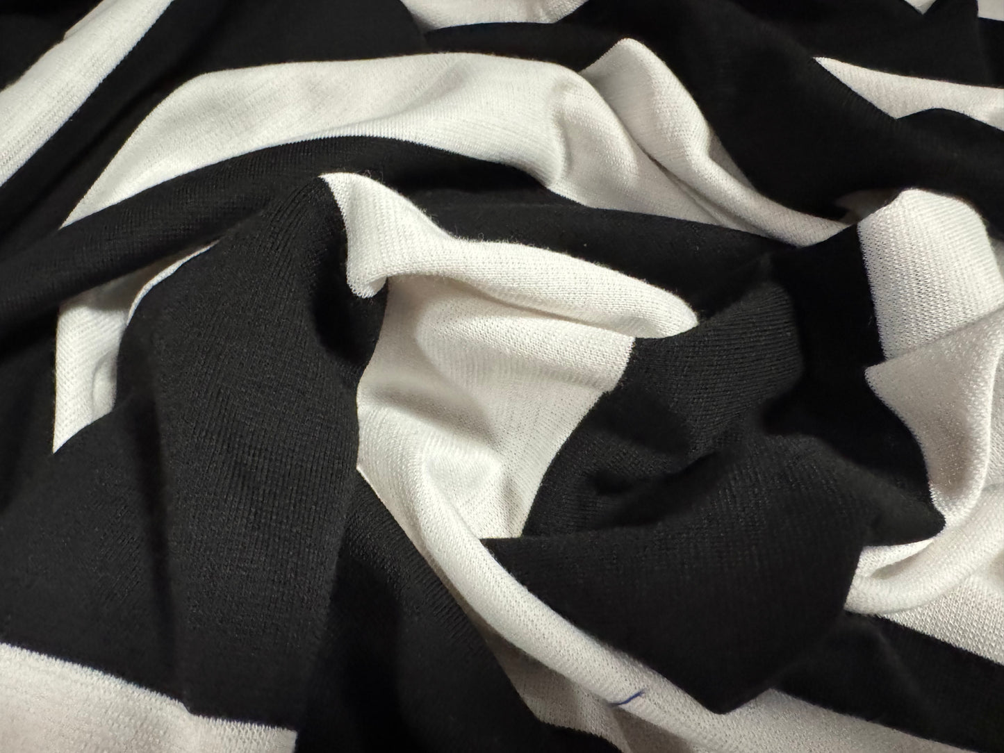Knitwear jersey fabric, per metre - Rugby stripe - black & white
