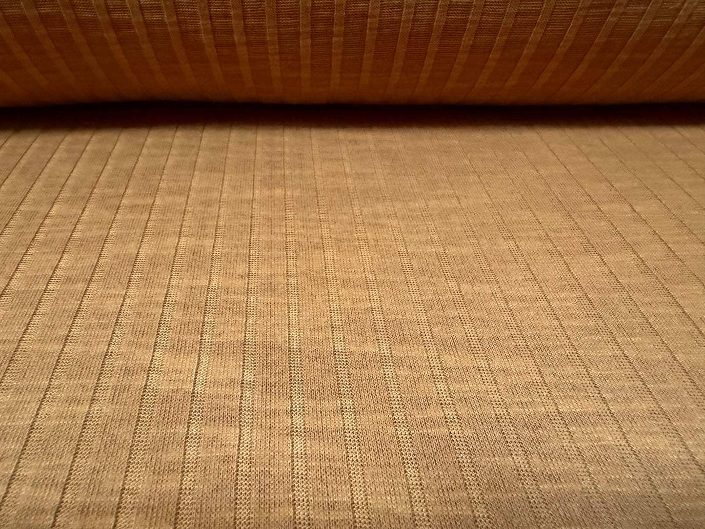 Melange spandex rib stretch jersey fabric, per metre - plain - camel