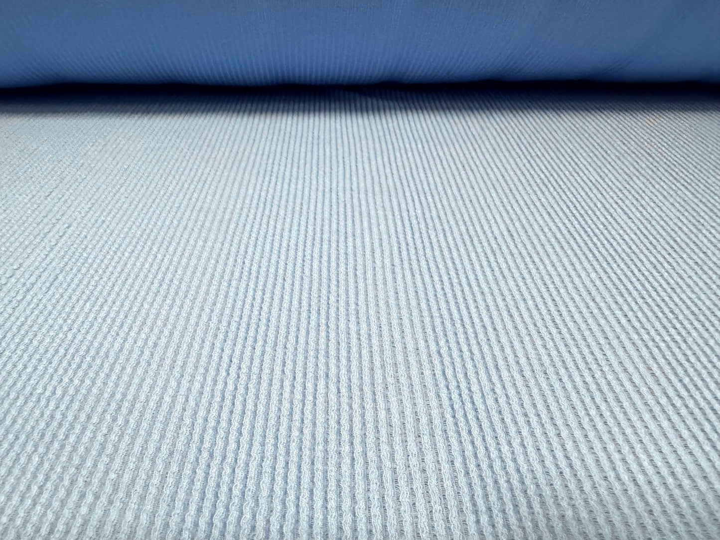 Thermal rib stretch spandex jersey knit fabric, per metre - plain - sky blue