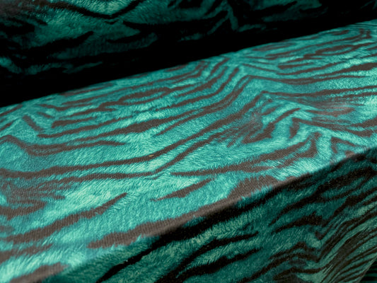 French Terry loopback sweatshirt jersey fabric, per metre - tiger print - jade green