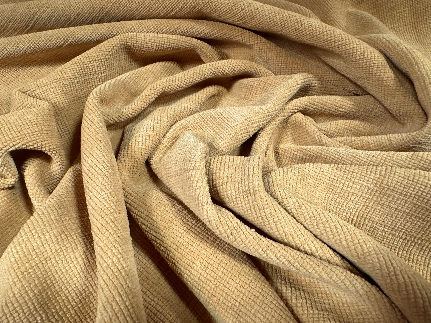 Soft chenille upholstery fabric, per metre - plain - sand