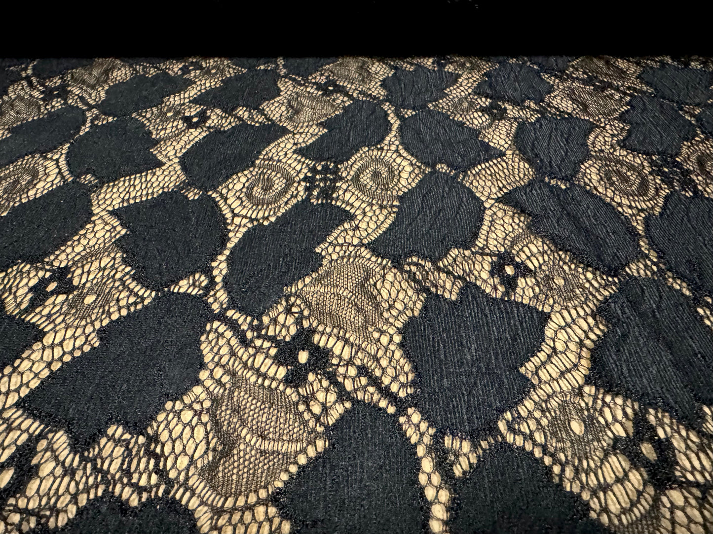 Stretch spandex lace dress fabric, per metre - abstract - black