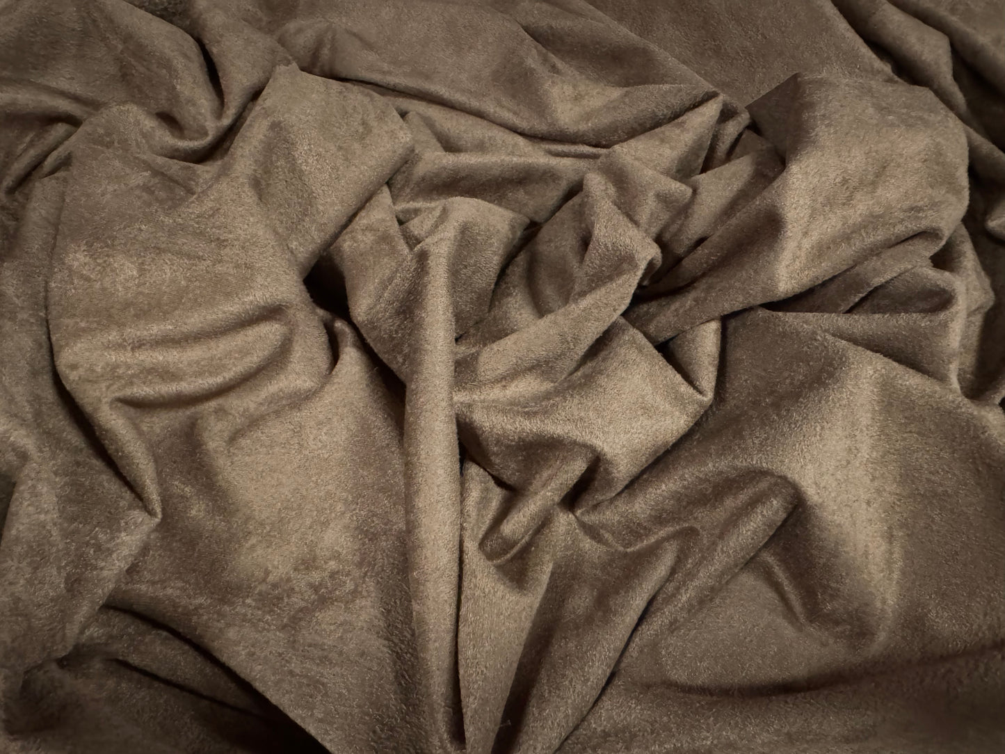 Faux suede stretch spandex jersey fabric, per metre - plain - taupe