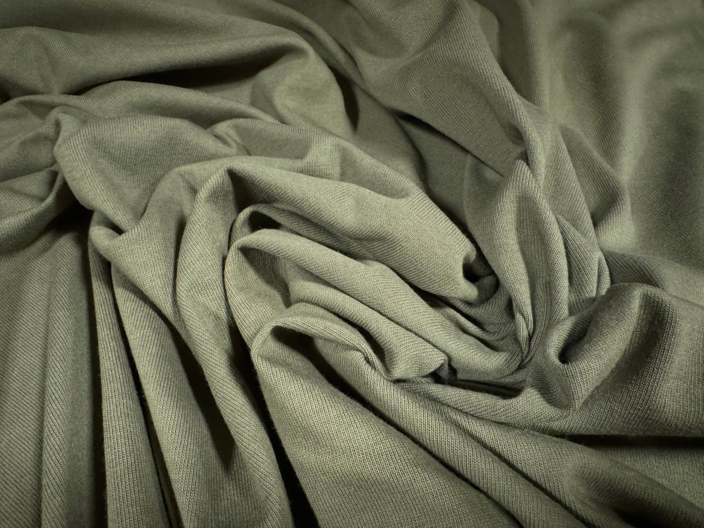 Cotton single jersey fabric, per metre - plain - khaki green