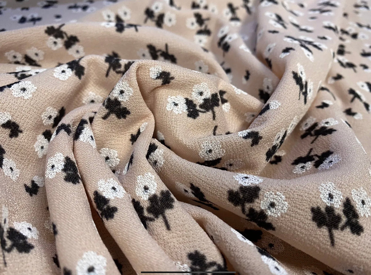 Scuba crepe stretch spandex jersey dress fabric, per metre - ditsy flower print - blush