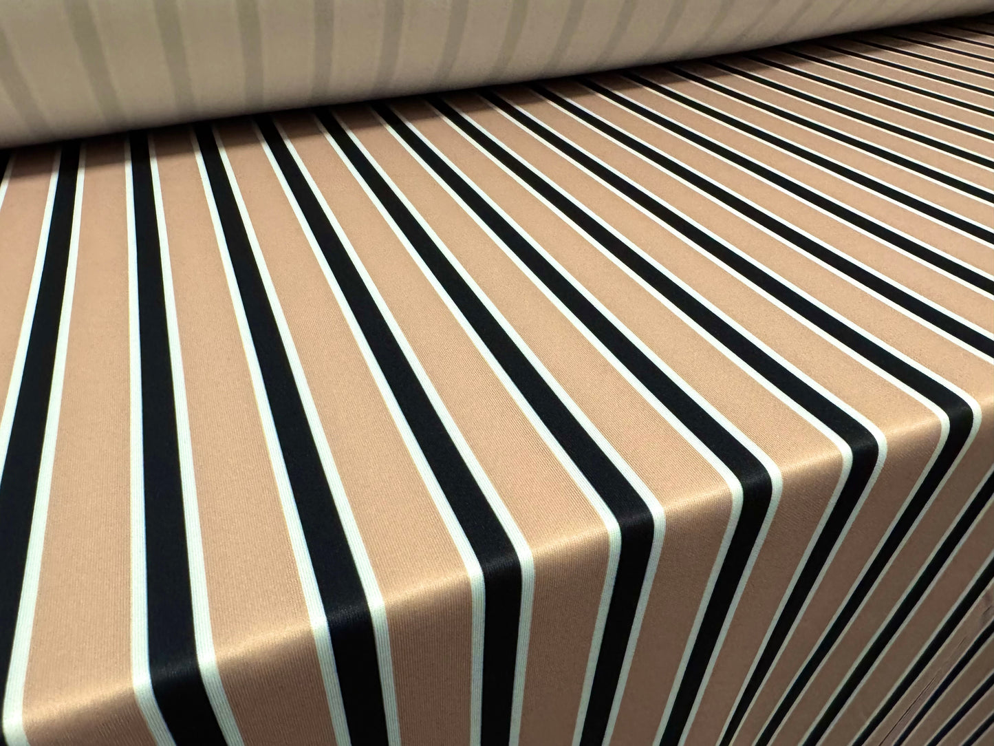 Scuba stretch double jersey fashion fabric, per metre - stripe print - black & beige