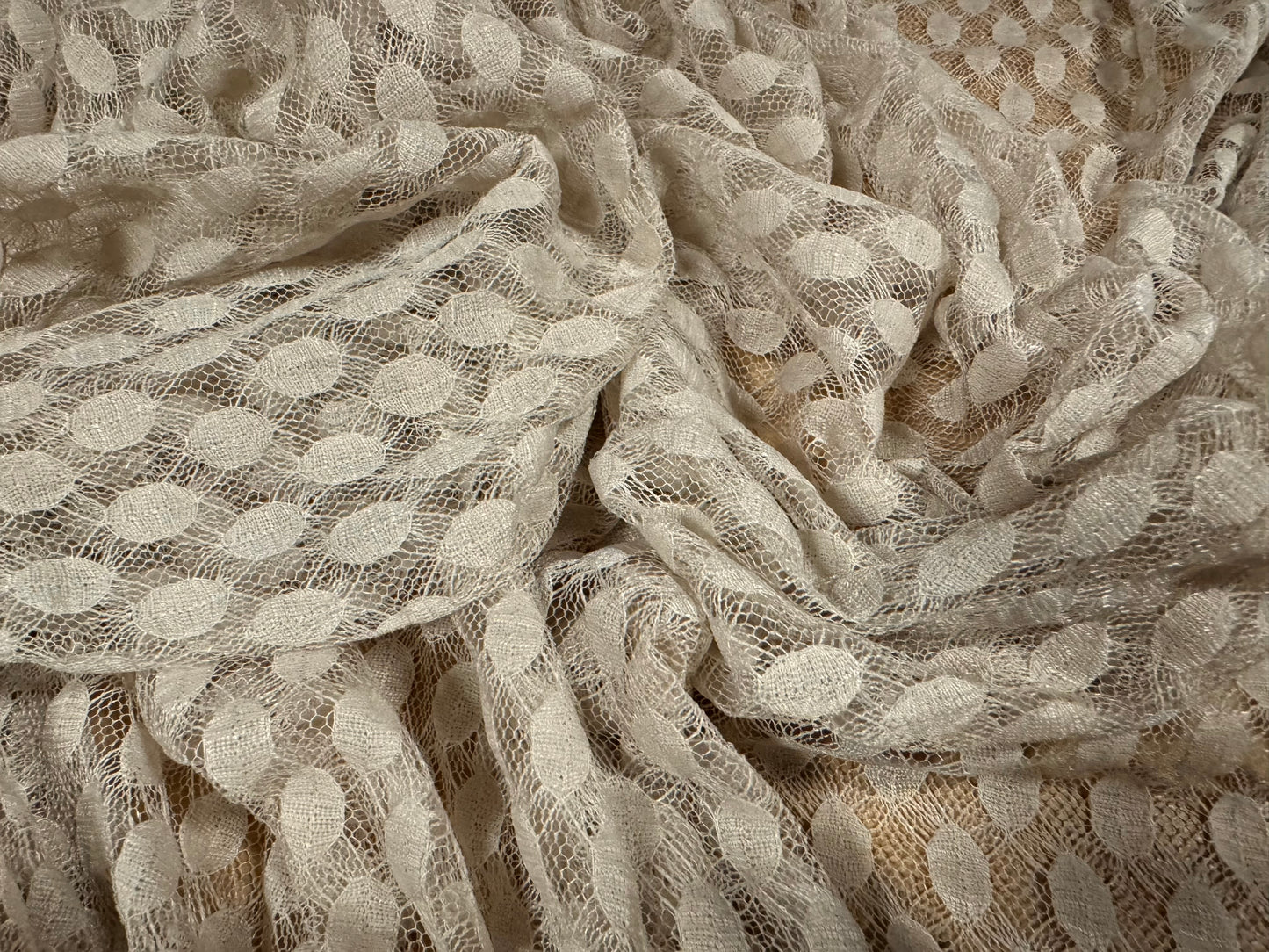 Stretch spandex mesh fabric, per metre - dobby jacquard - stone