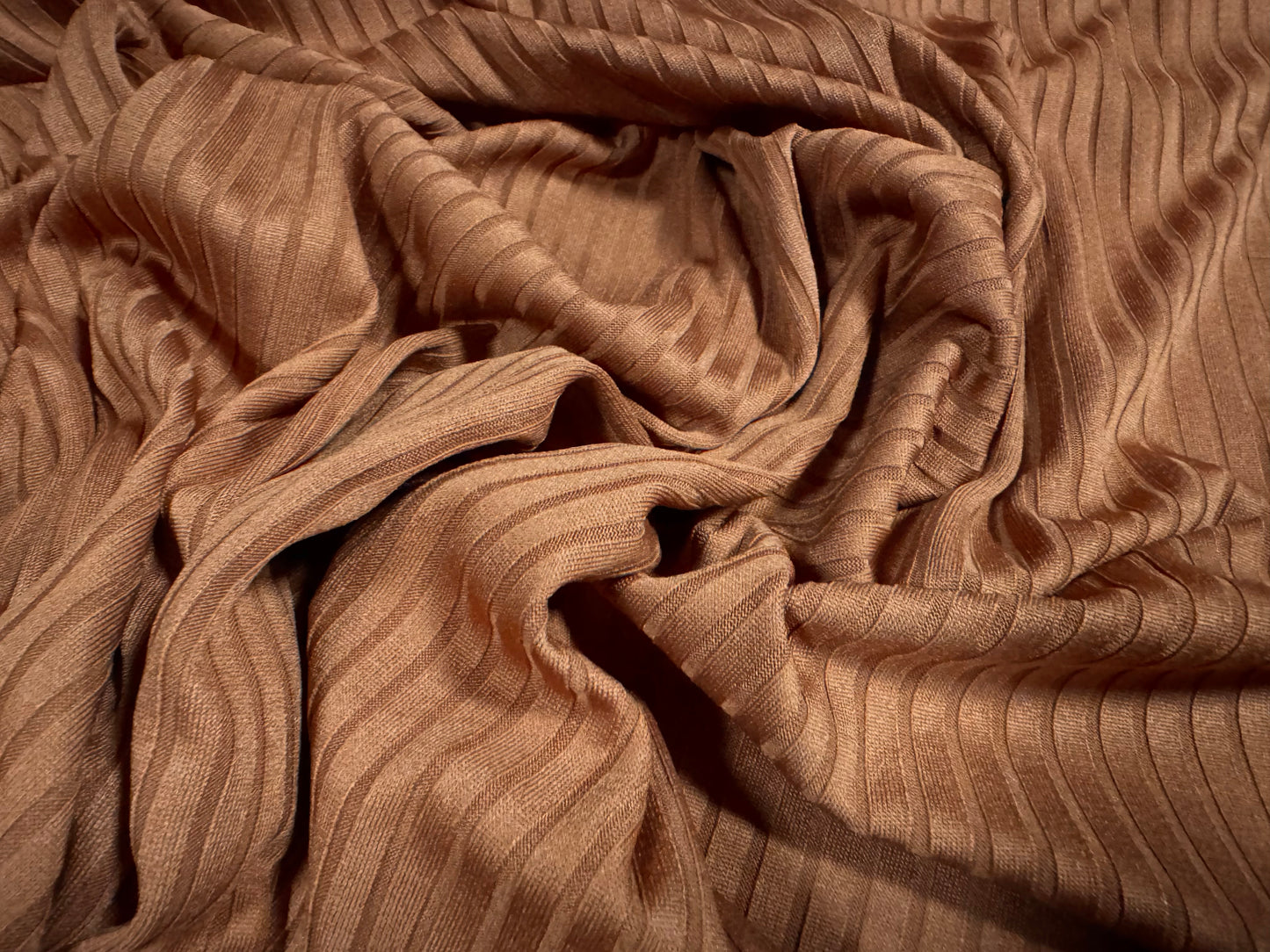 Spandex rib stretch jersey fabric, per metre - cinnamon