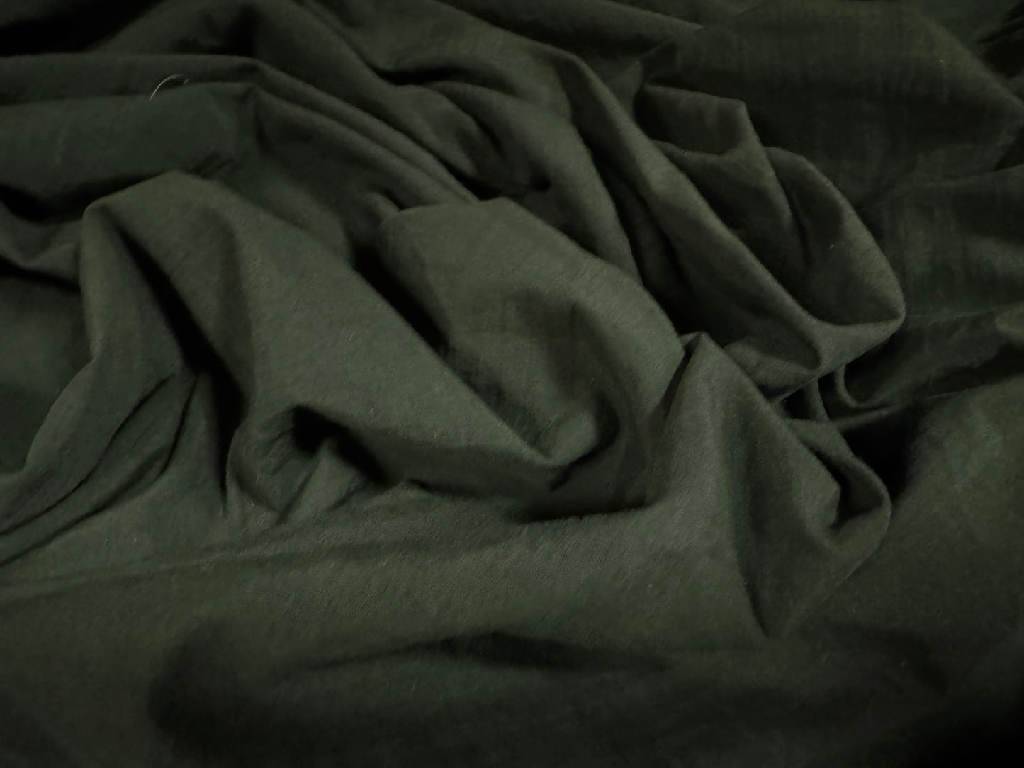 Orange Peel crinkle nylon fabric, per metre - plain - dark olive green