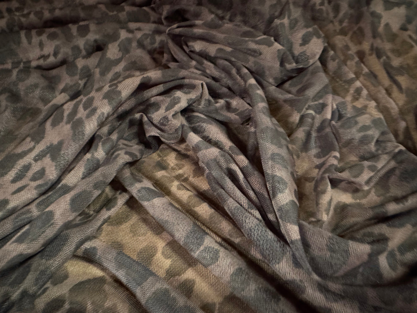 Power mesh net stretch spandex fabric, per metre - cheetah animal print - taupe