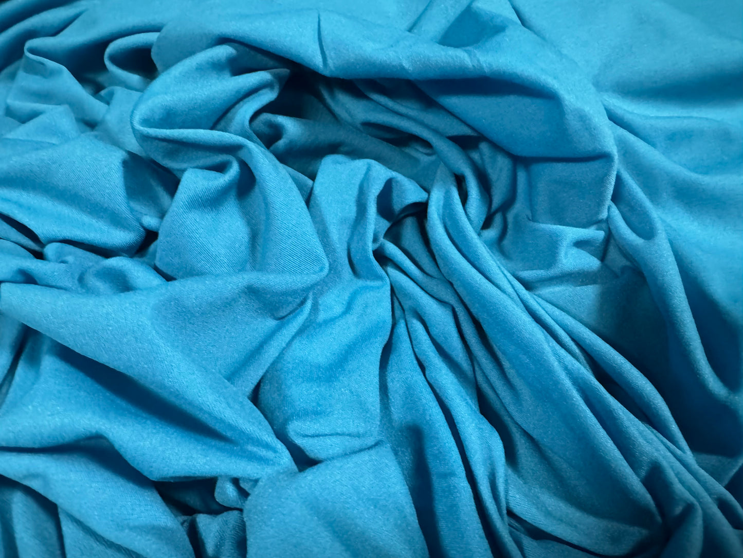 Single jersey mousse fabric, per metre - plain - turquoise blue