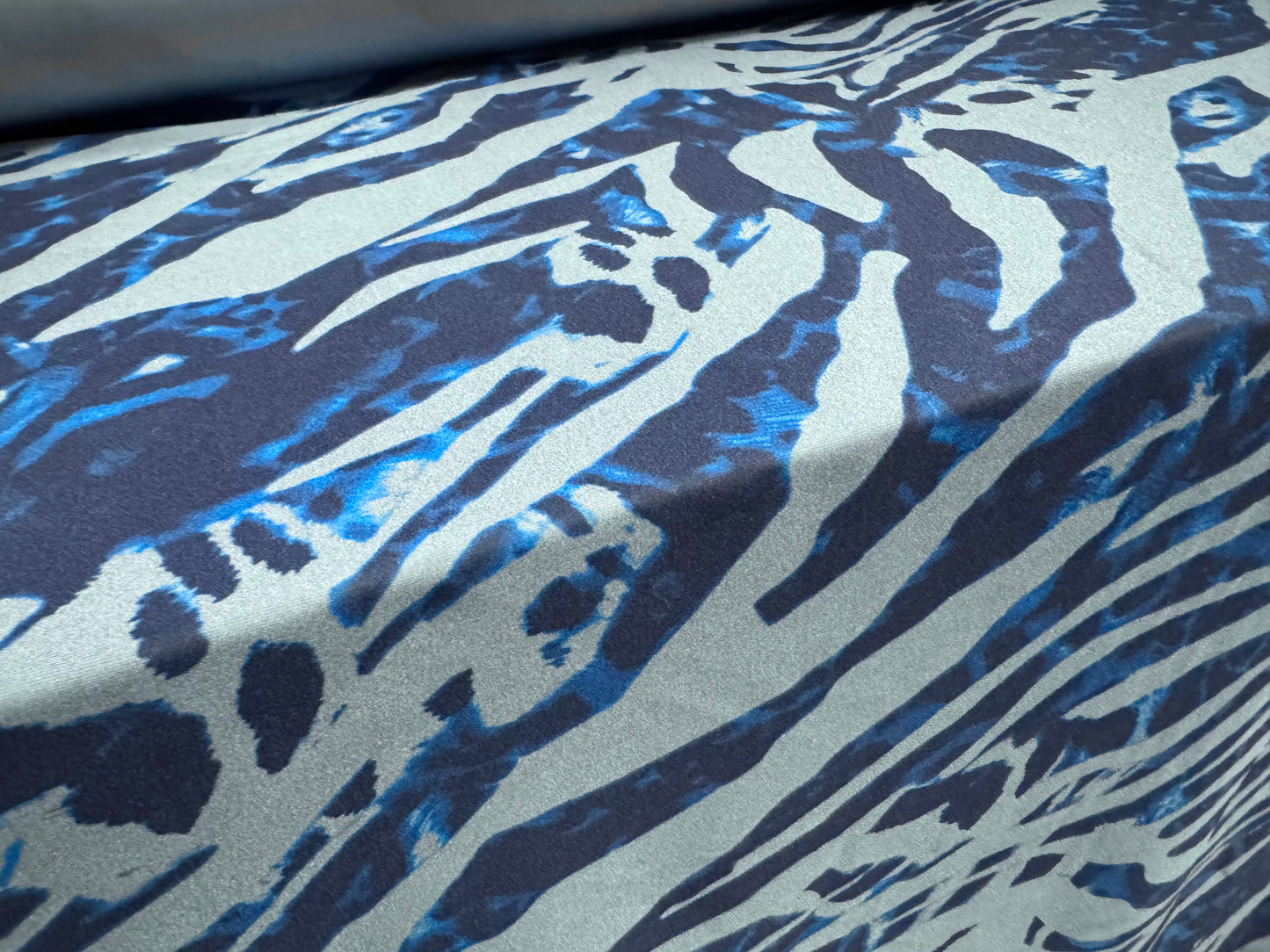 Yoga stretch spandex jersey fabric, per metre - stylised animal print - blue