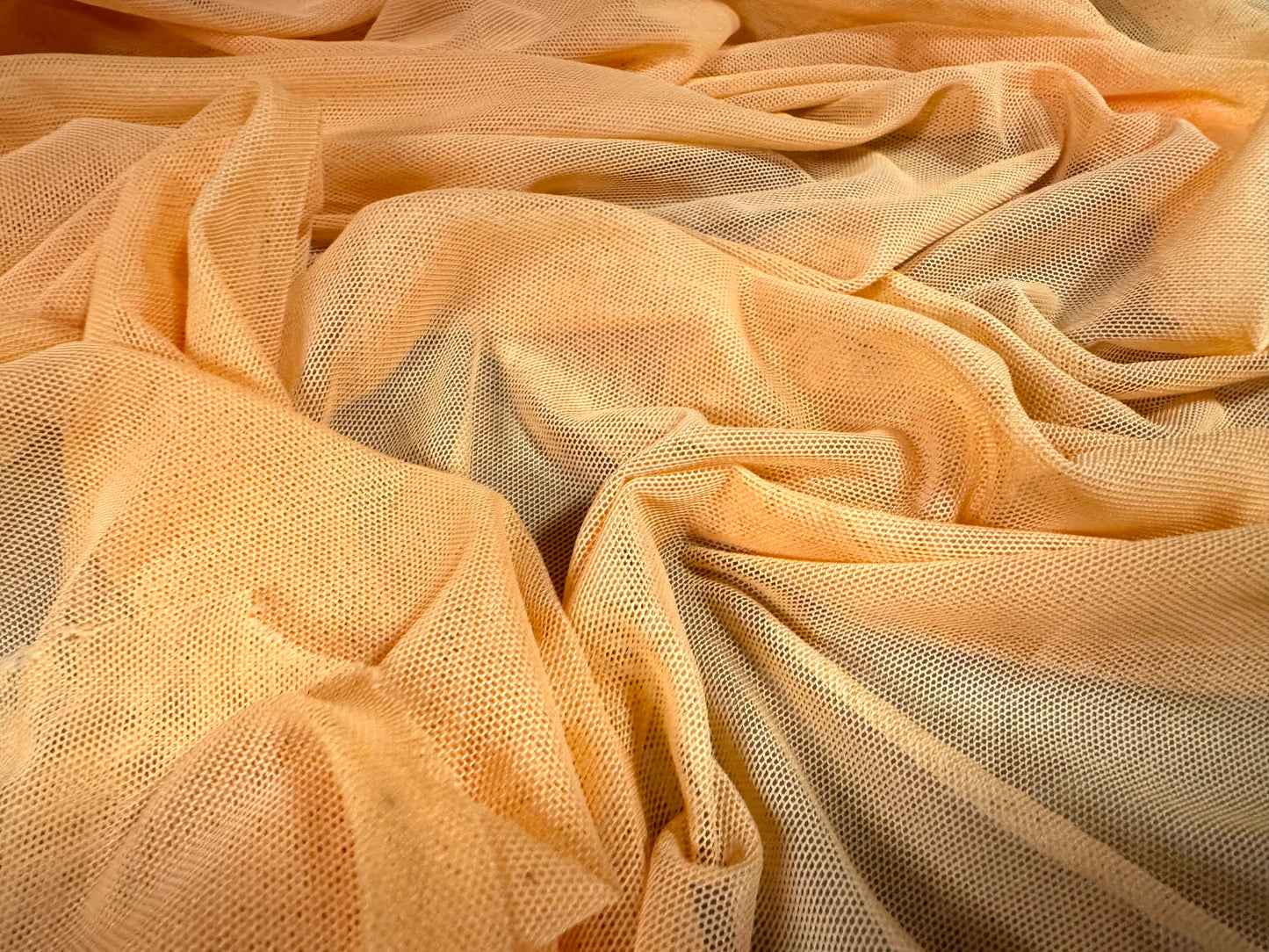 Power mesh net stretch spandex fabric, per metre - plain - peach