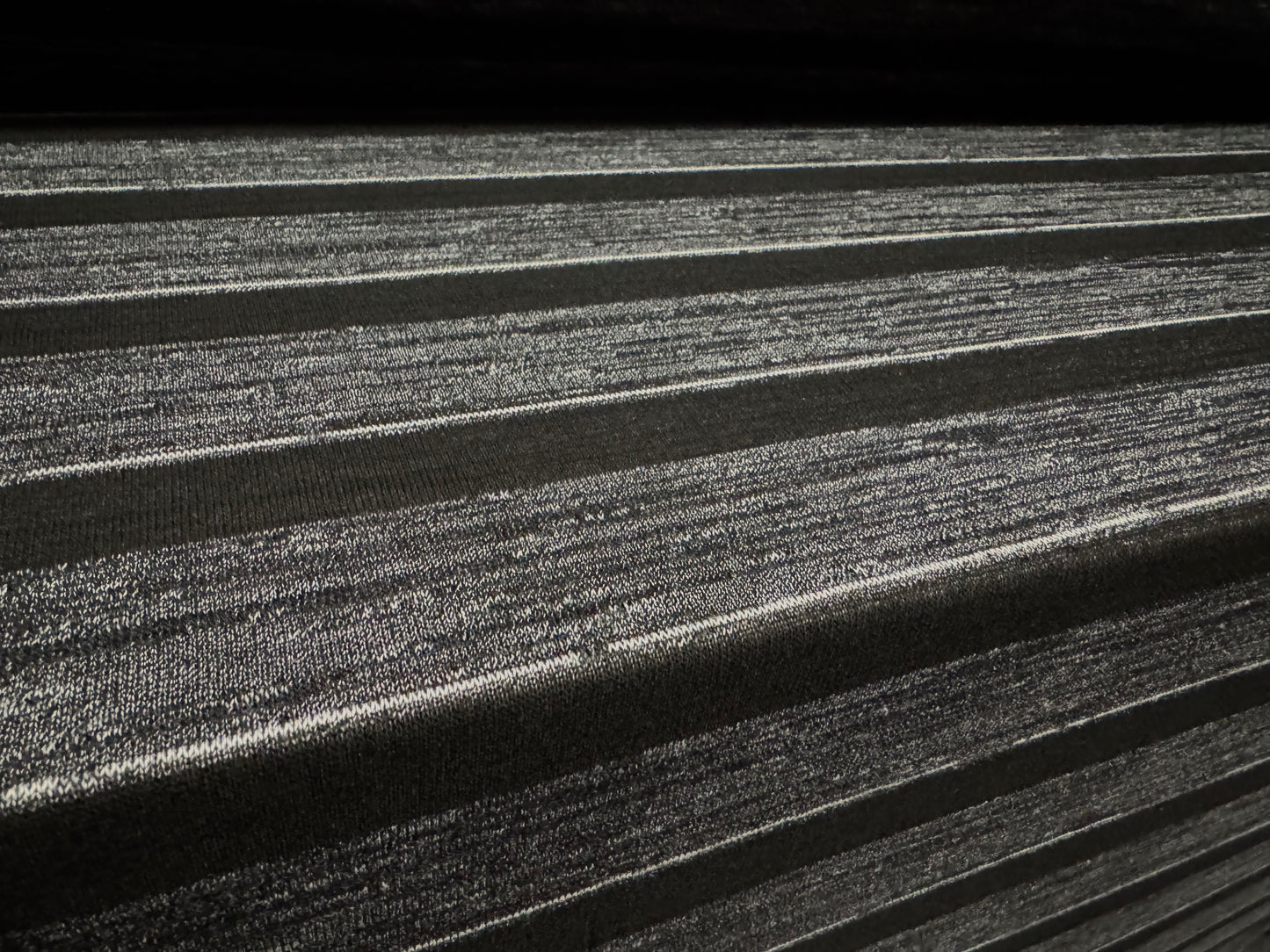 Stretch spandex jersey fabric, per metre - melange stripe - black & grey