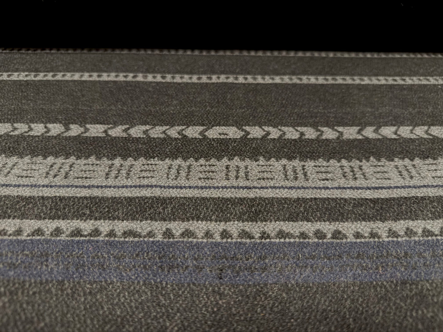 Heavyweight wool flannel fabric, per metre - Navajo stripe - black grey & navy