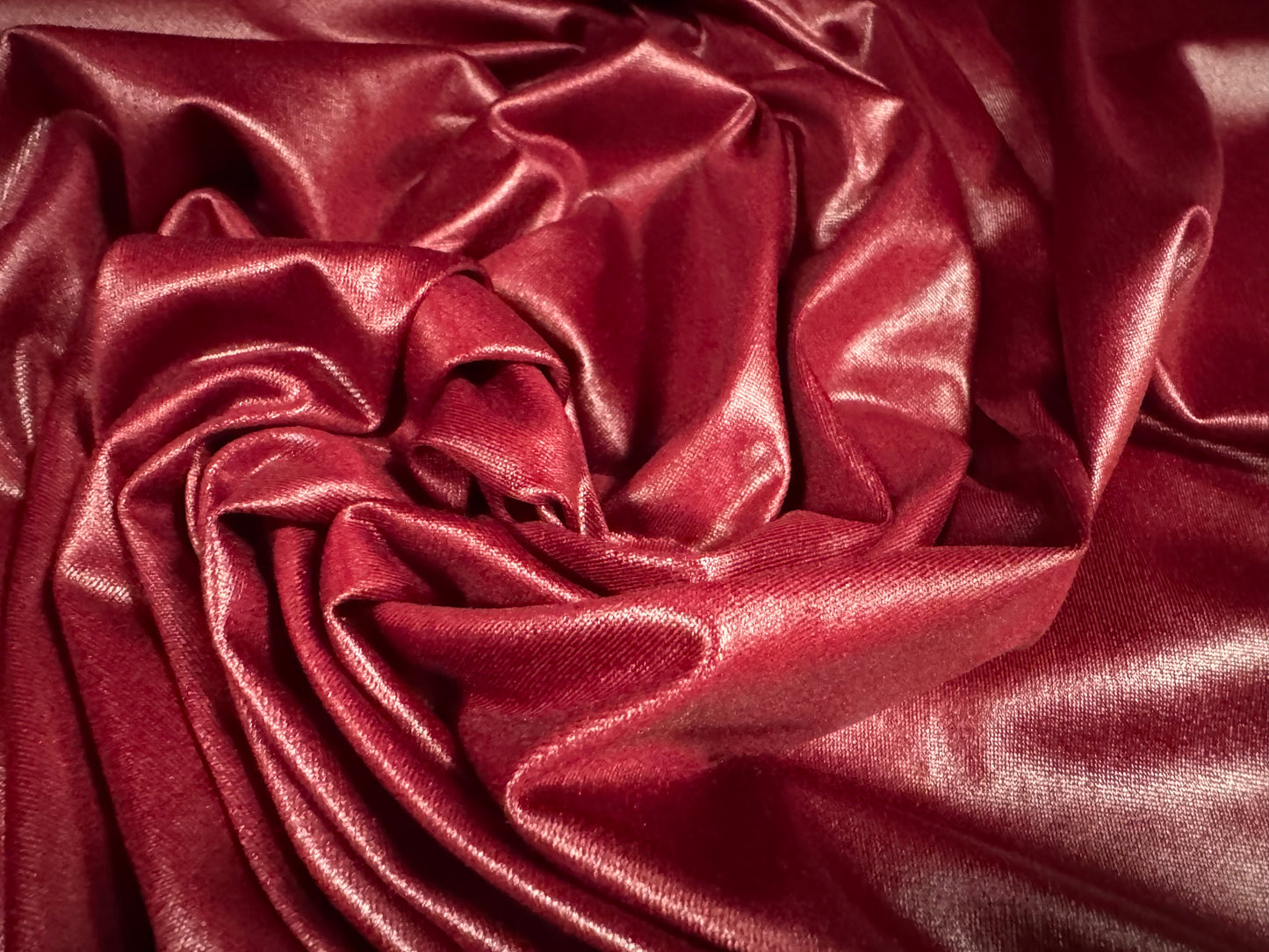 P.U. coated stretch spandex ciré wet look jersey fabric, per metre - plain - wine