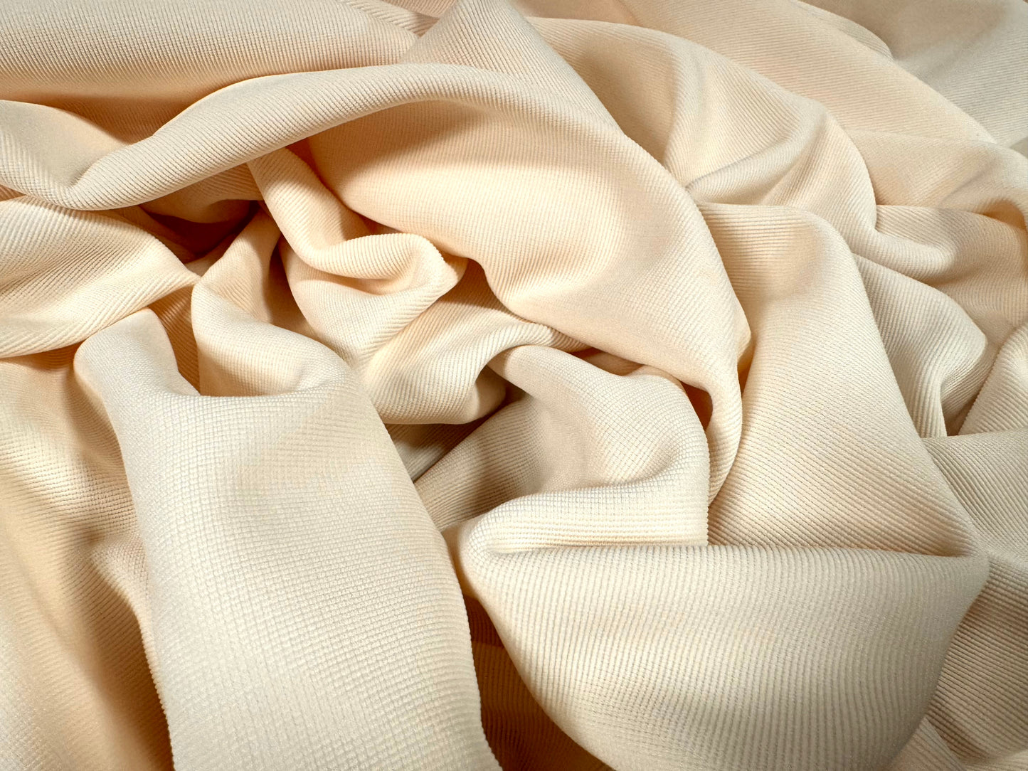Fine ottoman rib stretch double jersey fabric , per metre - plain - oyster