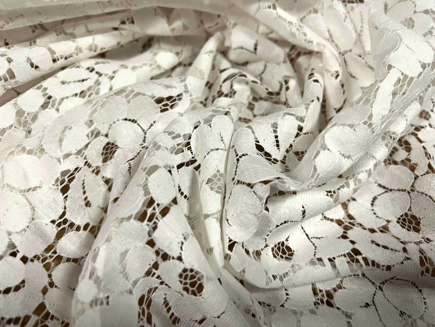 Cotton lace dress fabric, per metre - floral - ivory