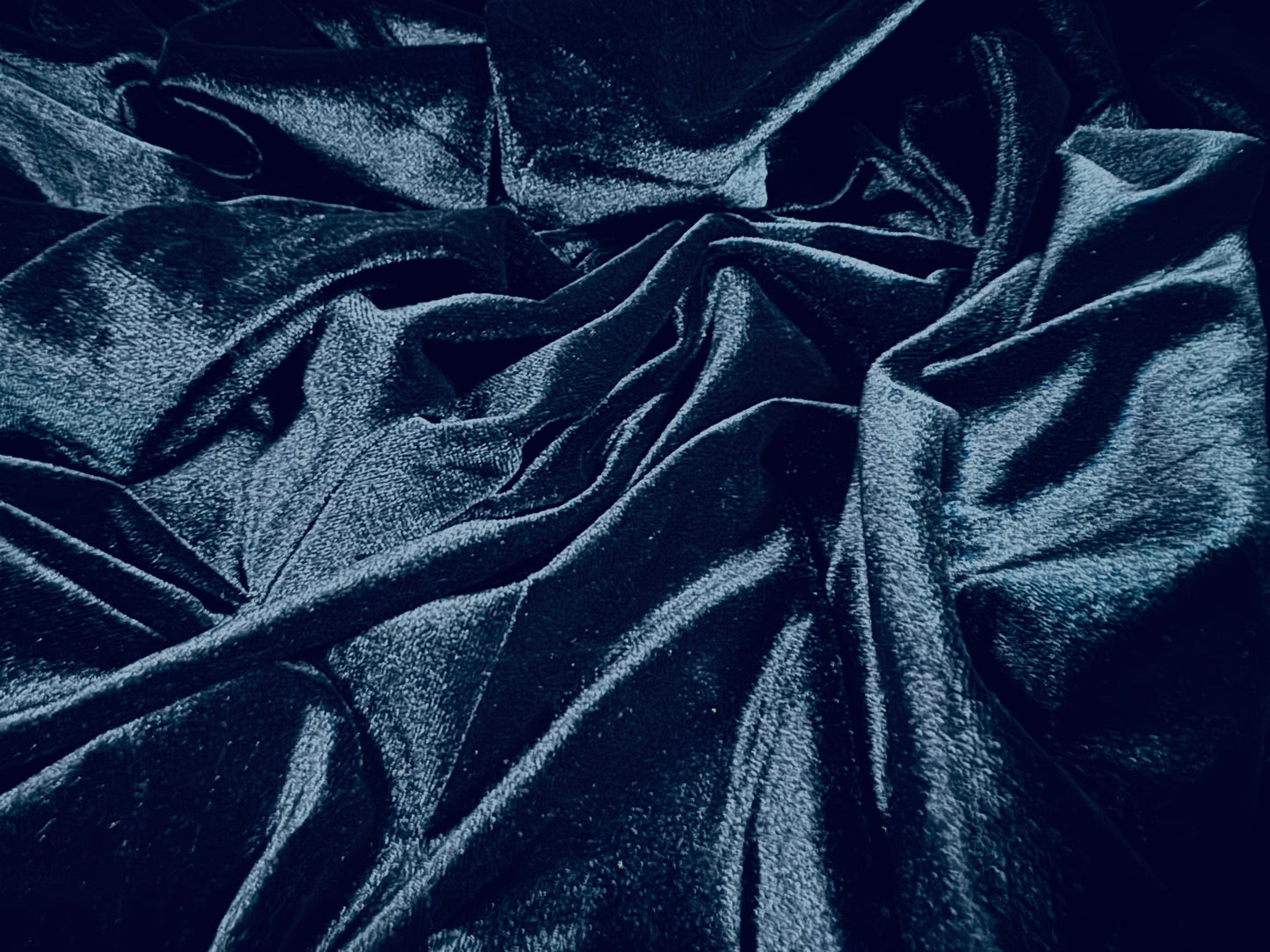 Spandex velvet stretch dress fabric, per metre - plain - dark navy blue