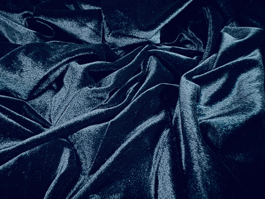 Spandex velvet stretch dress fabric, per metre - plain - dark navy blue