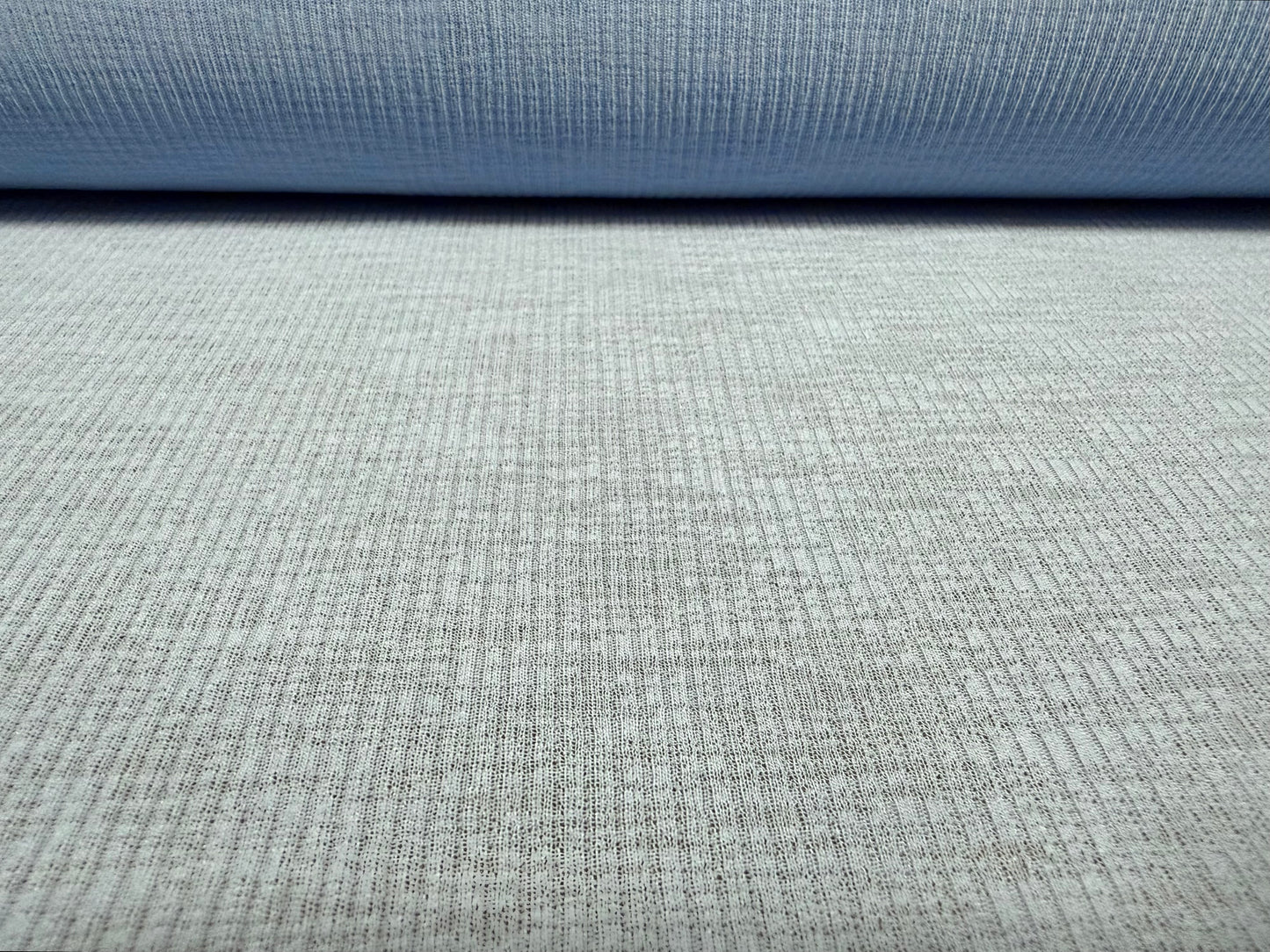 Thick & thin rib stretch spandex single jersey fashion fabric, per metre - plain - sky blue