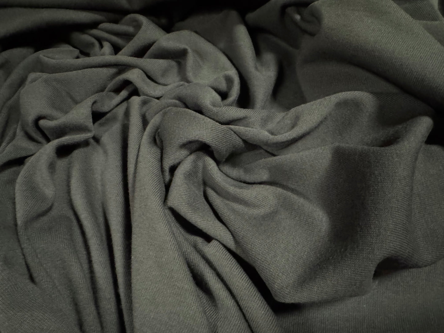 Cotton single jersey fabric, per metre - plain - grey with hint of green