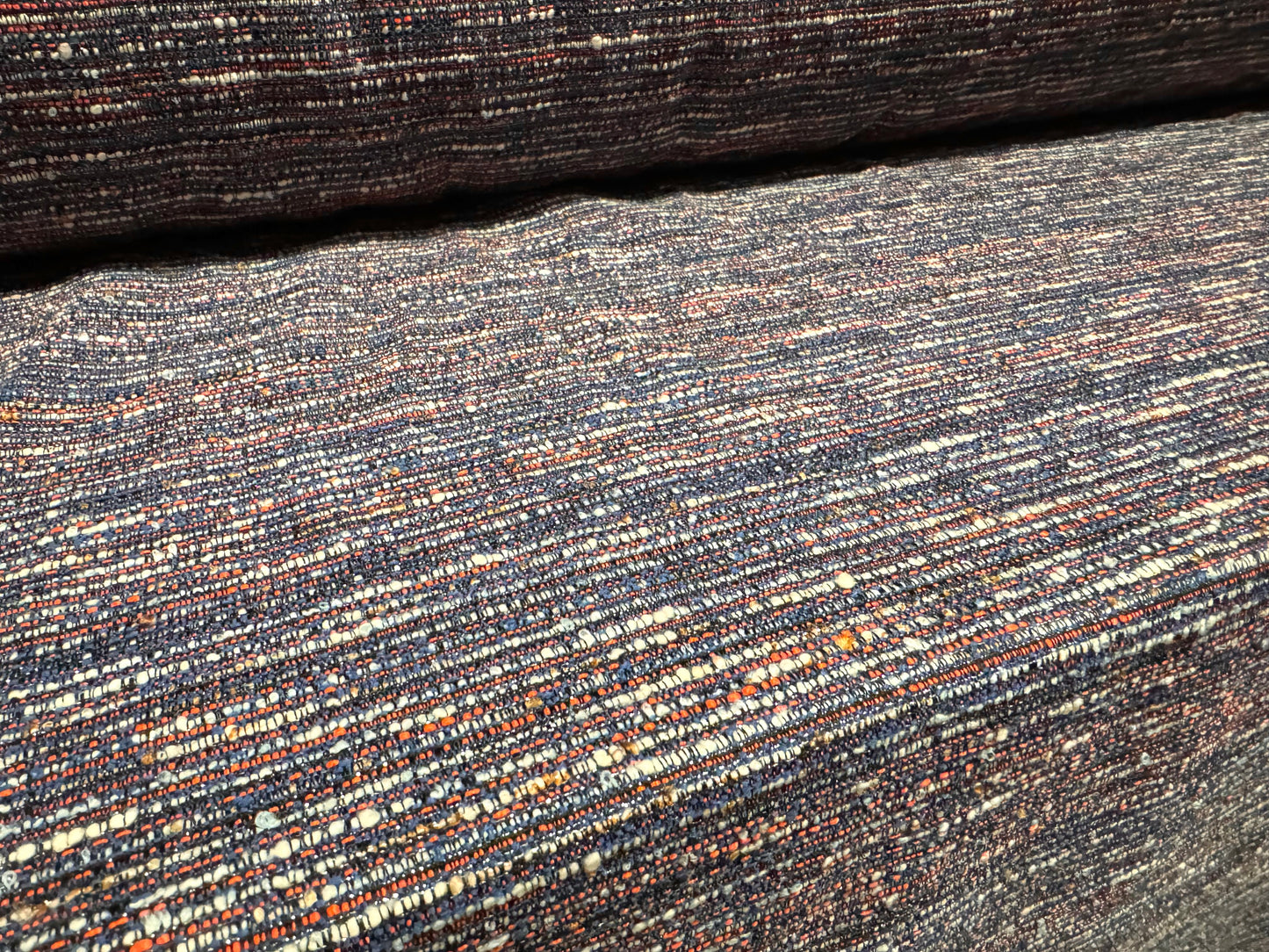 Metallic cotton blend jacquard fabric with lurex, per metre - stripe - blue & orange