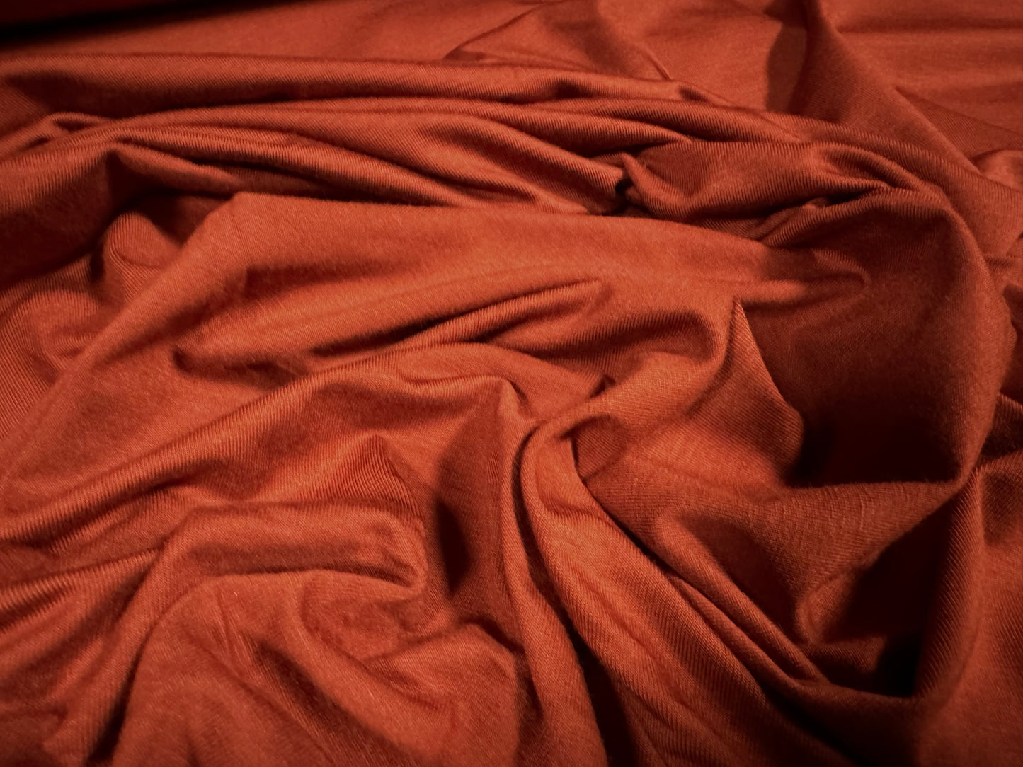 Viscose spandex stretch single jersey fabric, per metre - plain - rust