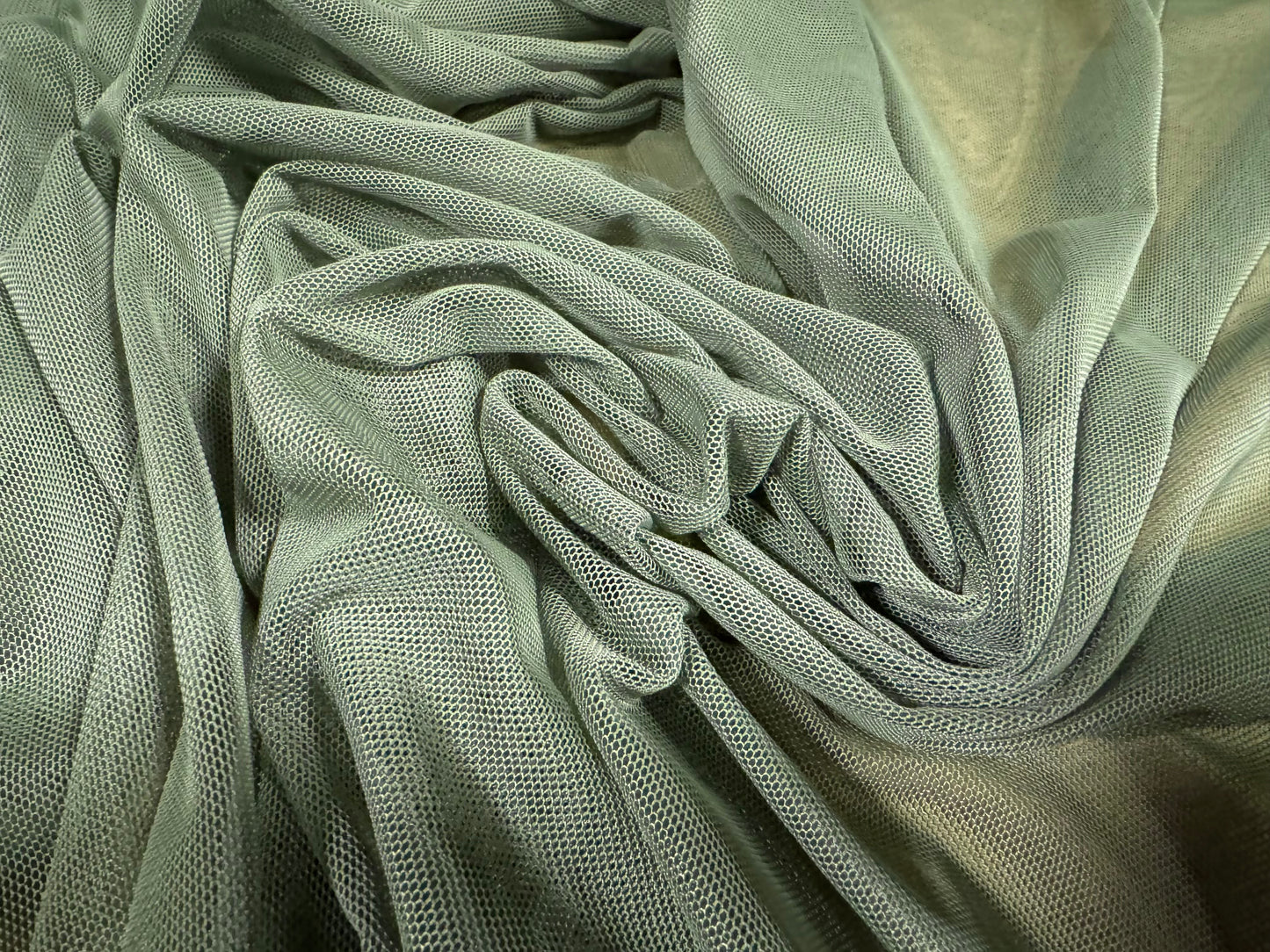 Power mesh net stretch spandex fabric, per metre - plain - fern green
