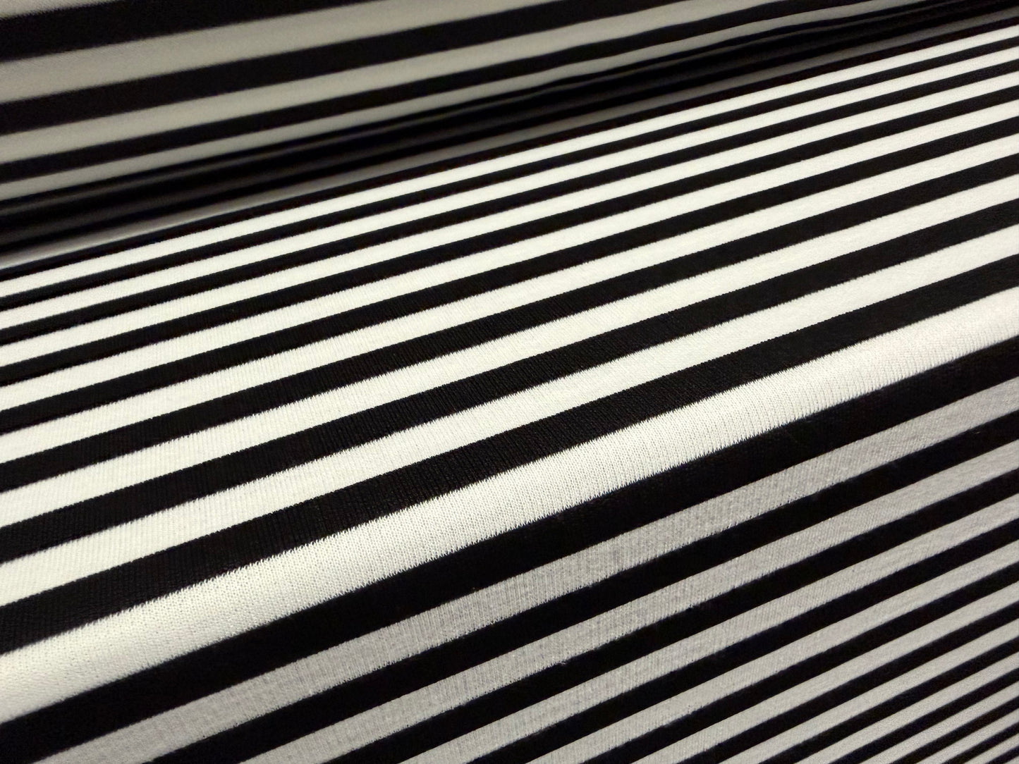 Ponte Roma double jersey knit stretch fabric, per metre - stripe - black & white