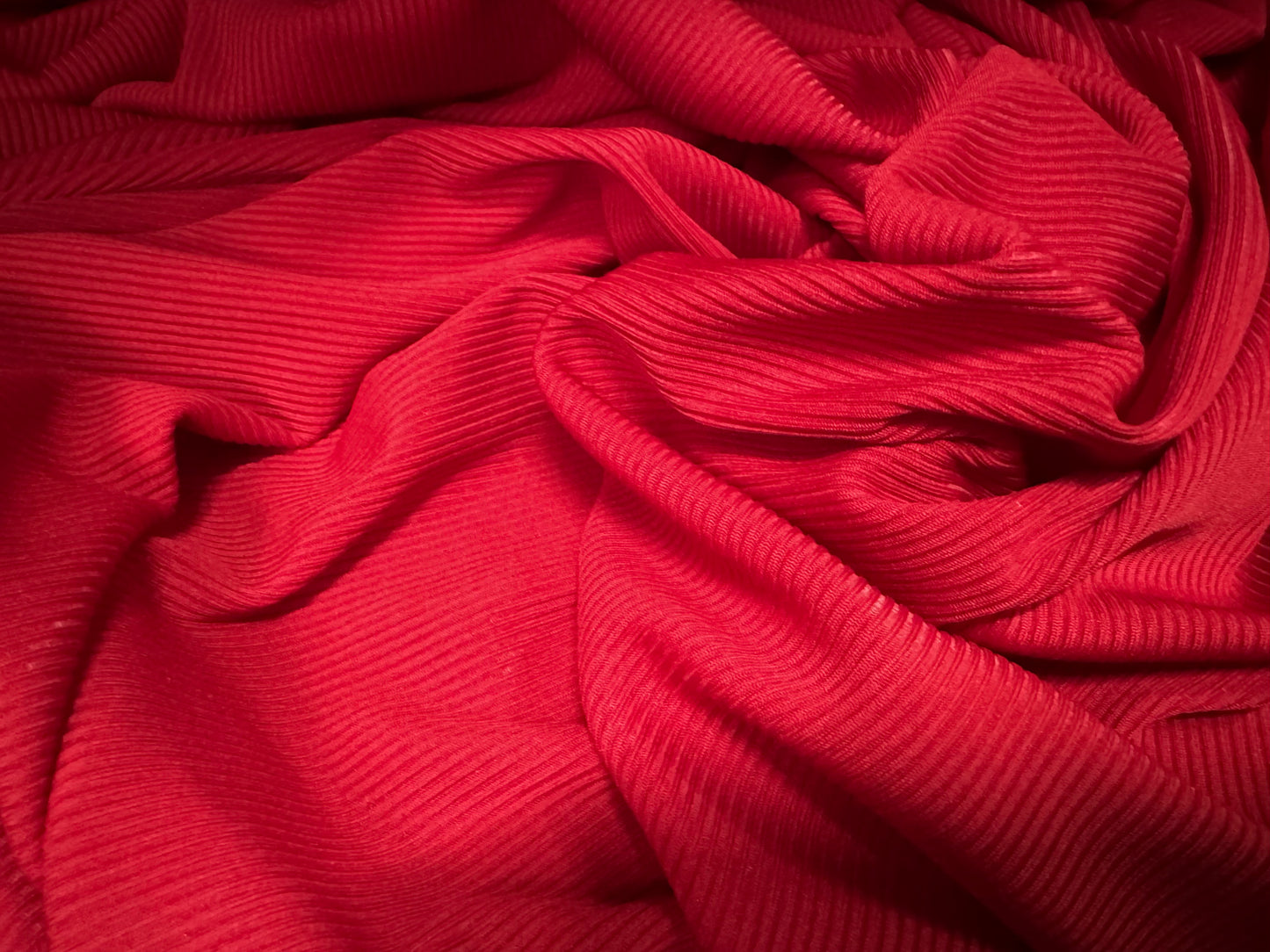 Soft touch stretch spandex rib jersey fabric, per metre - plain - bright red