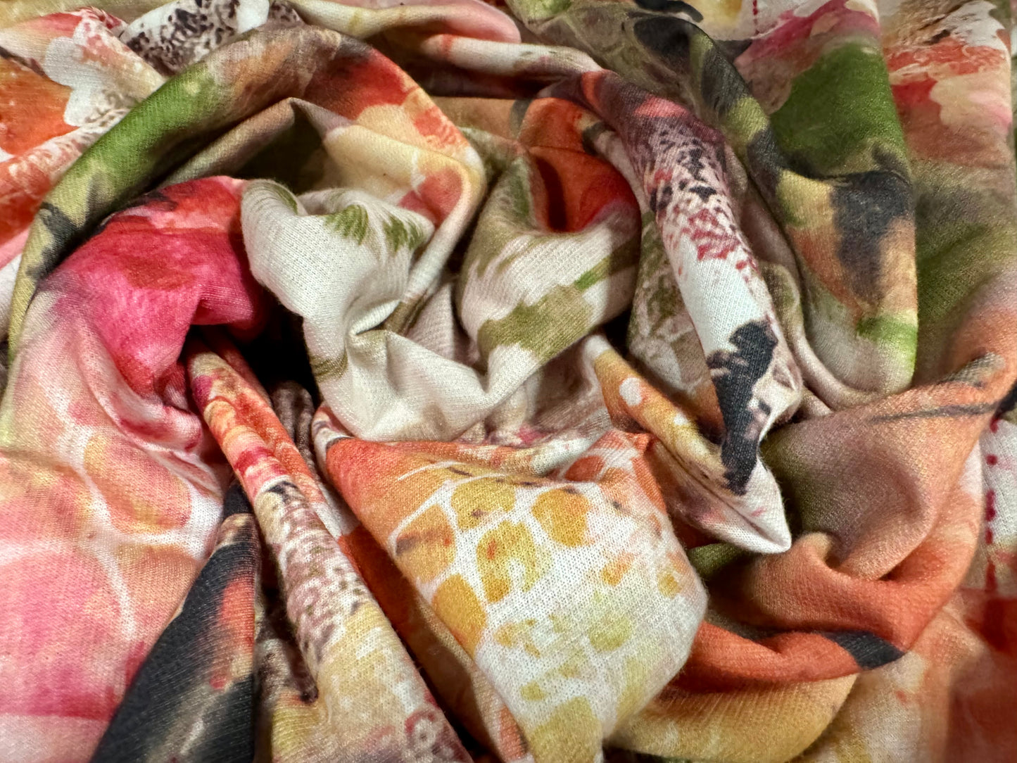 French Terry loopback sweatshirt jersey fabric, per metre - feathers and animal print - pink & green