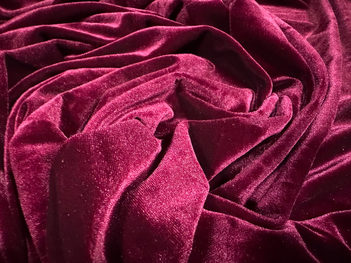 Spandex velvet stretch dress fabric, per metre - plain - magenta