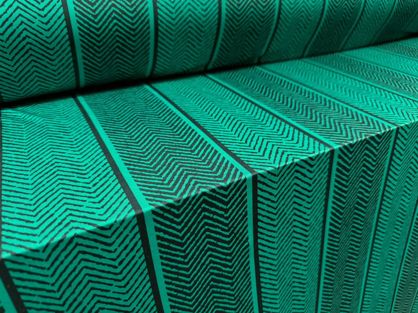 Soft touch stretch spandex single jersey fabric, per metre - jumbo herringbone print - emerald green