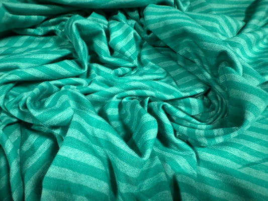 Viscose single jersey fashion fabric, per metre - stripe - jade green