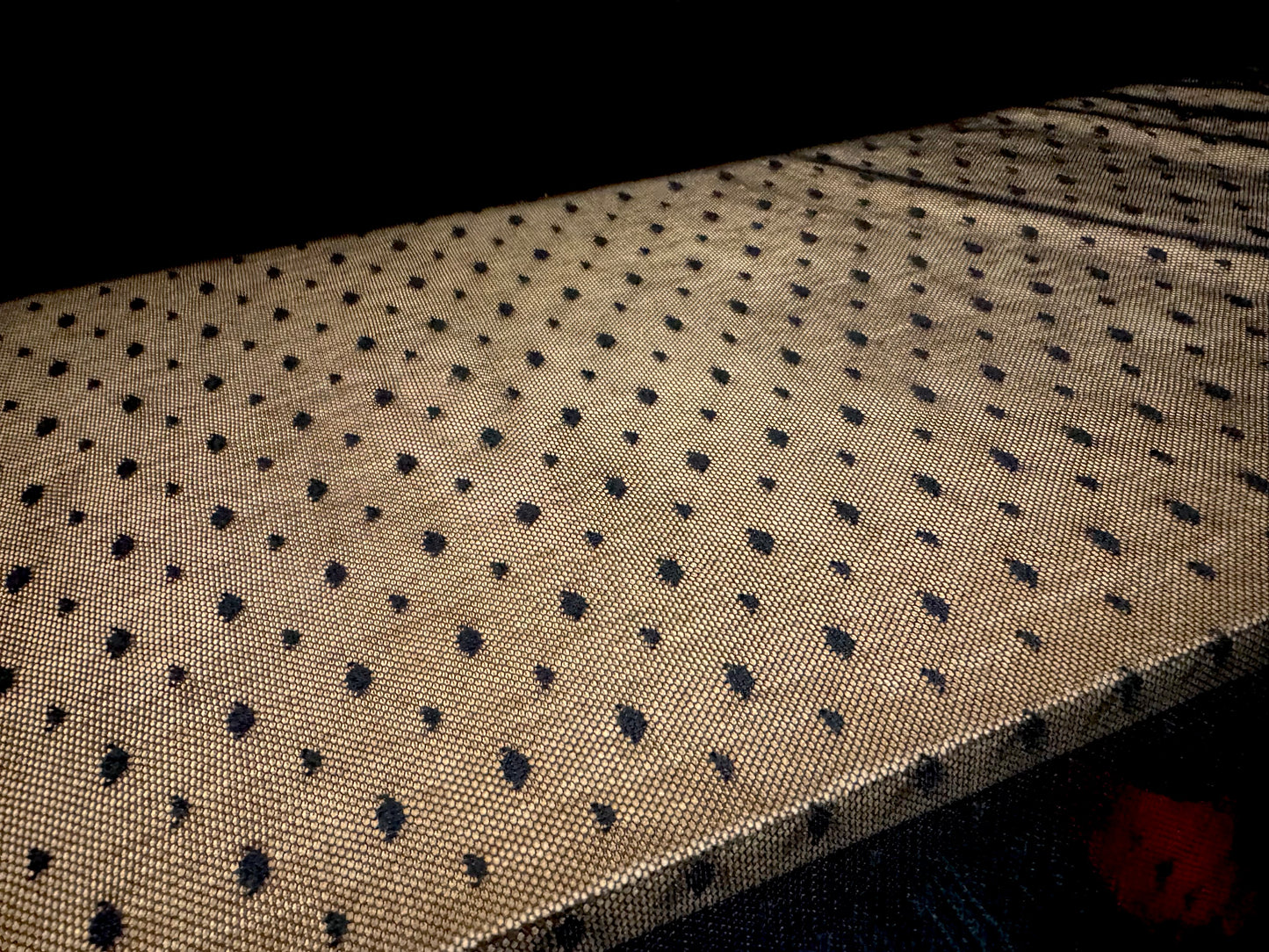 Stretch spandex mesh fabric, per metre - dobby spot - black