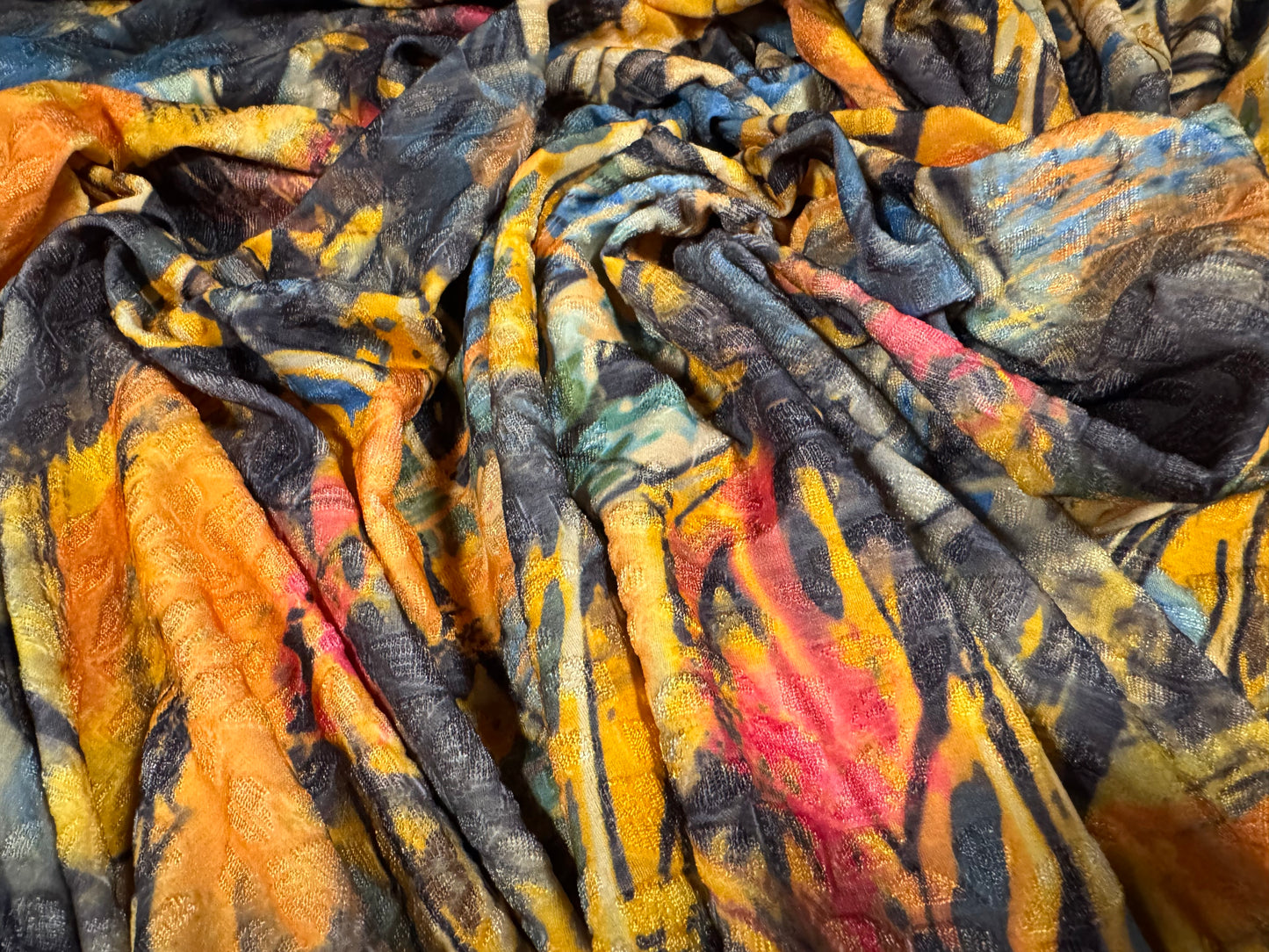 Stretch spandex jersey jacquard fabric, per metre - graffiti print - multicolour