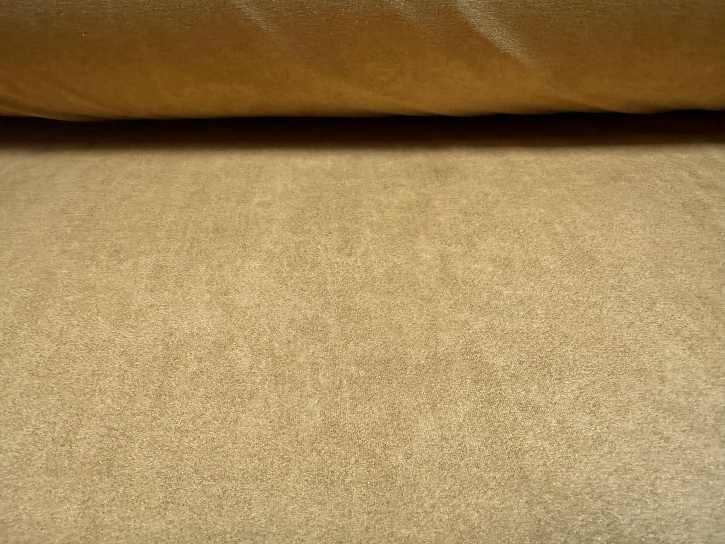 Faux suede stretch spandex jersey fabric, per metre - plain - tan brown