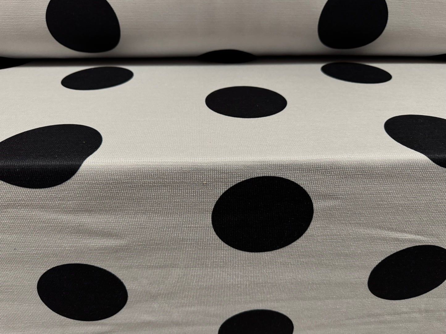 Chenille upholstery fabric, per metre - jumbo polka dot print - grey