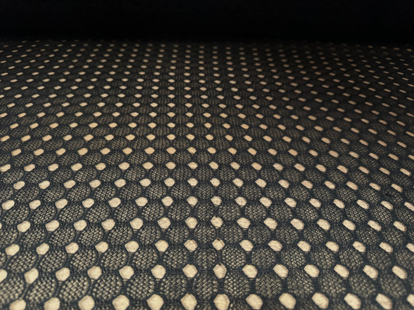 Crochet knit jersey fabric, per metre - eyelet - blasck