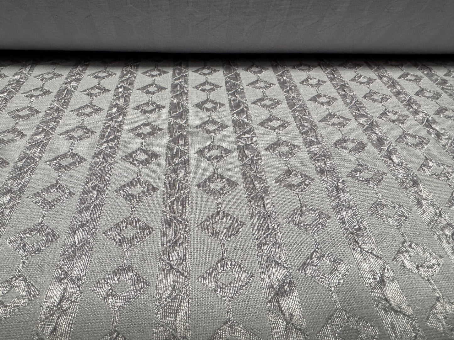 Stretch double jersey fashion fabric, per metre - blister satin jacquard - lilac grey