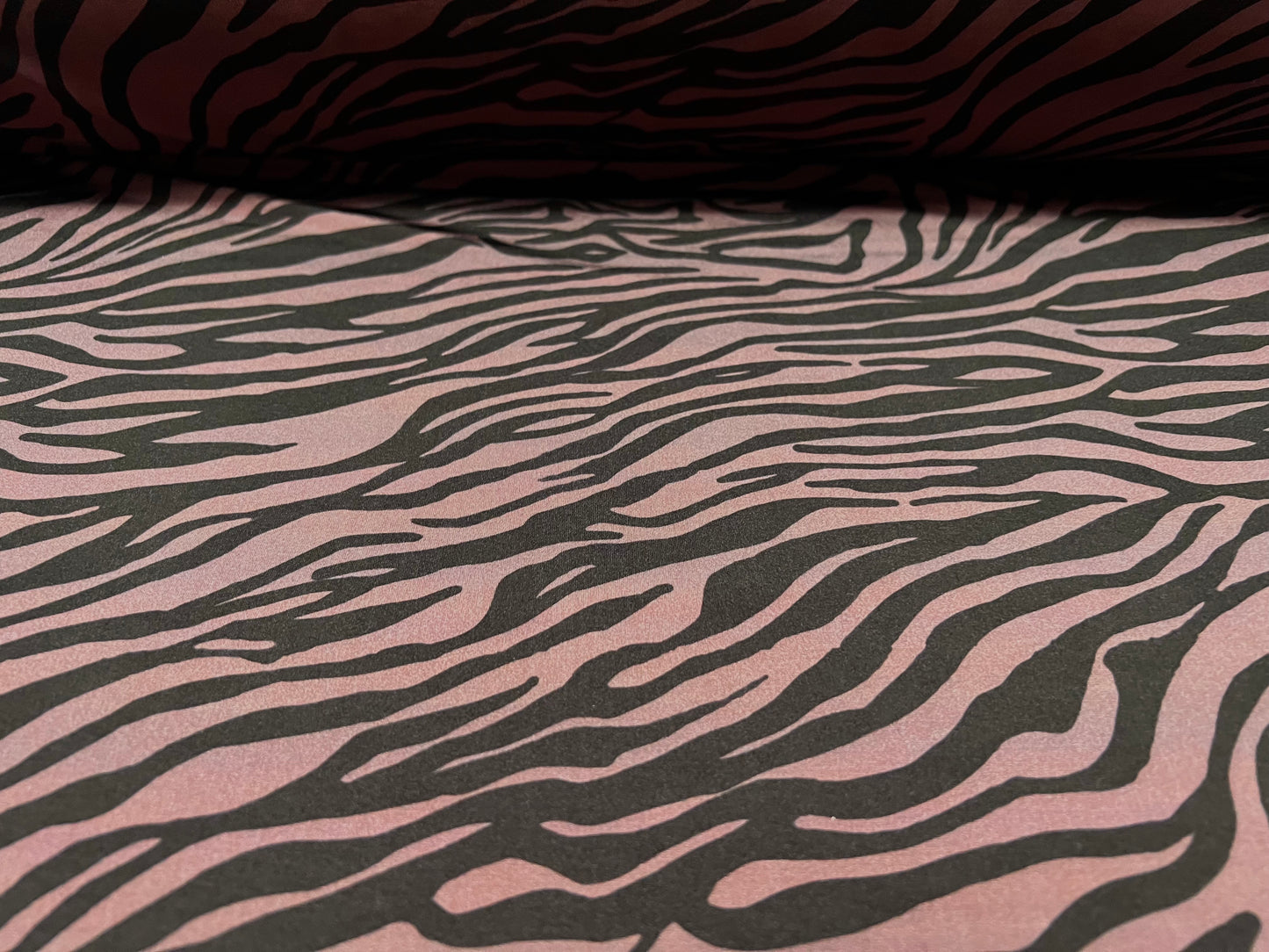 Swimwear stretch spandex jersey fabric, per metre - zebra animal print - mauve