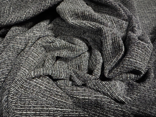 Textured stretch spandex double jersey fabric, per metre - tree bark jacquard - grey melange
