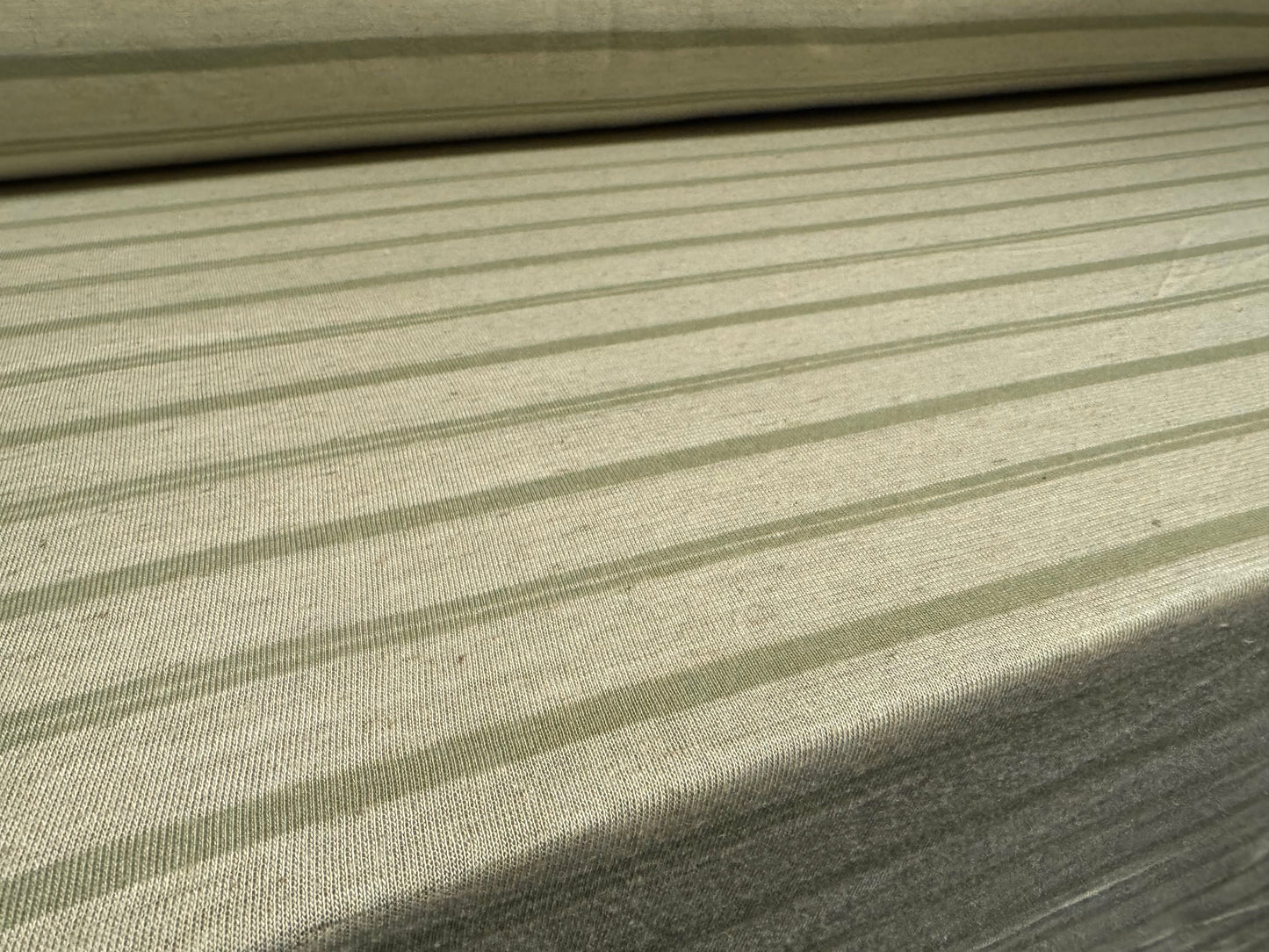 Stretch viscose blend single jersey fabric, per metre - stripe - sage & herb green