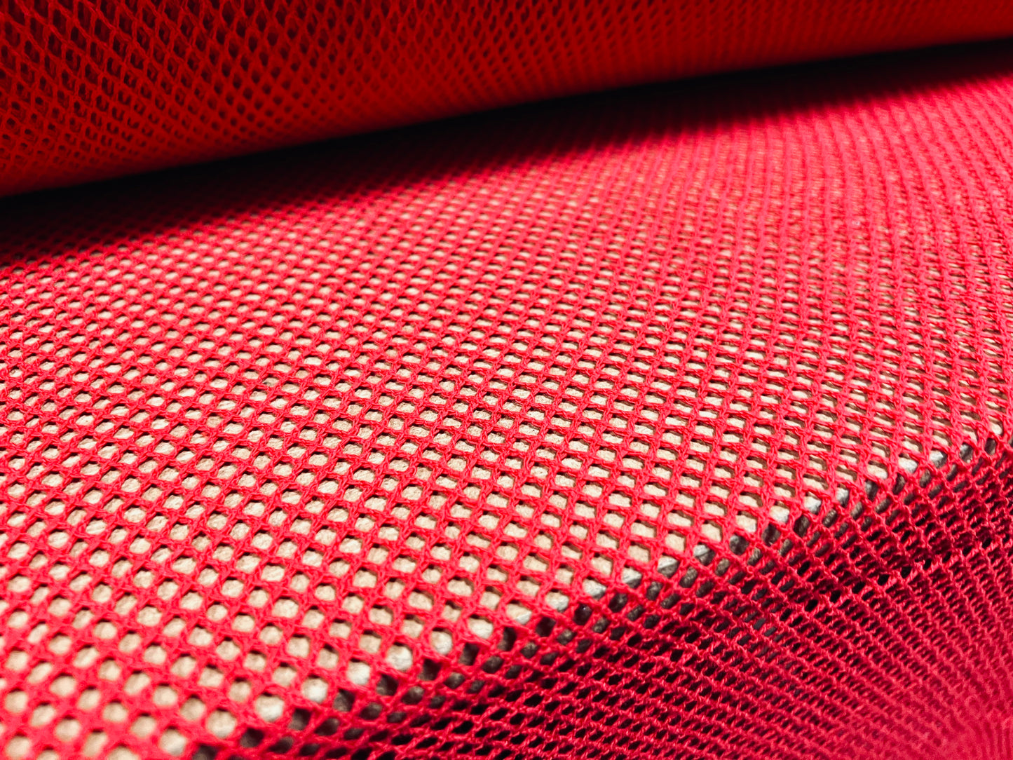Fishnet mesh net jersey fabric, per metre - plain - red