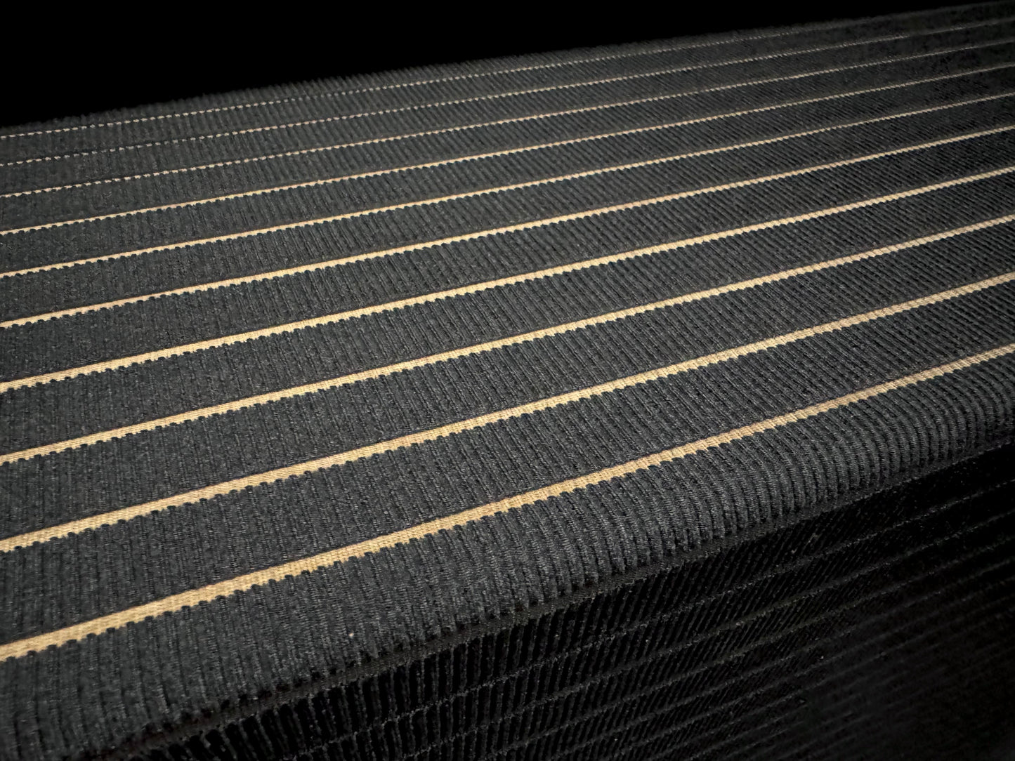 Stretch spandex rib jersey fabric, per metre - burnout stripe - black