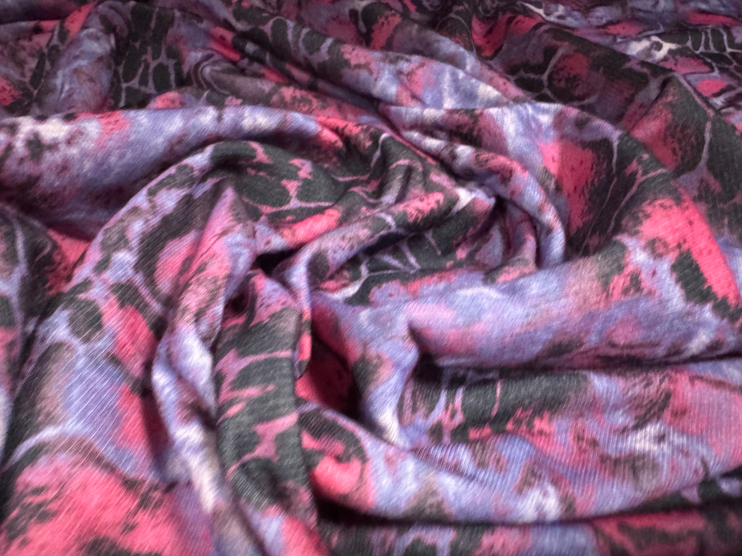 French Terry loopback sweatshirt jersey fabric, per metre - snakeskin print - violet & pink