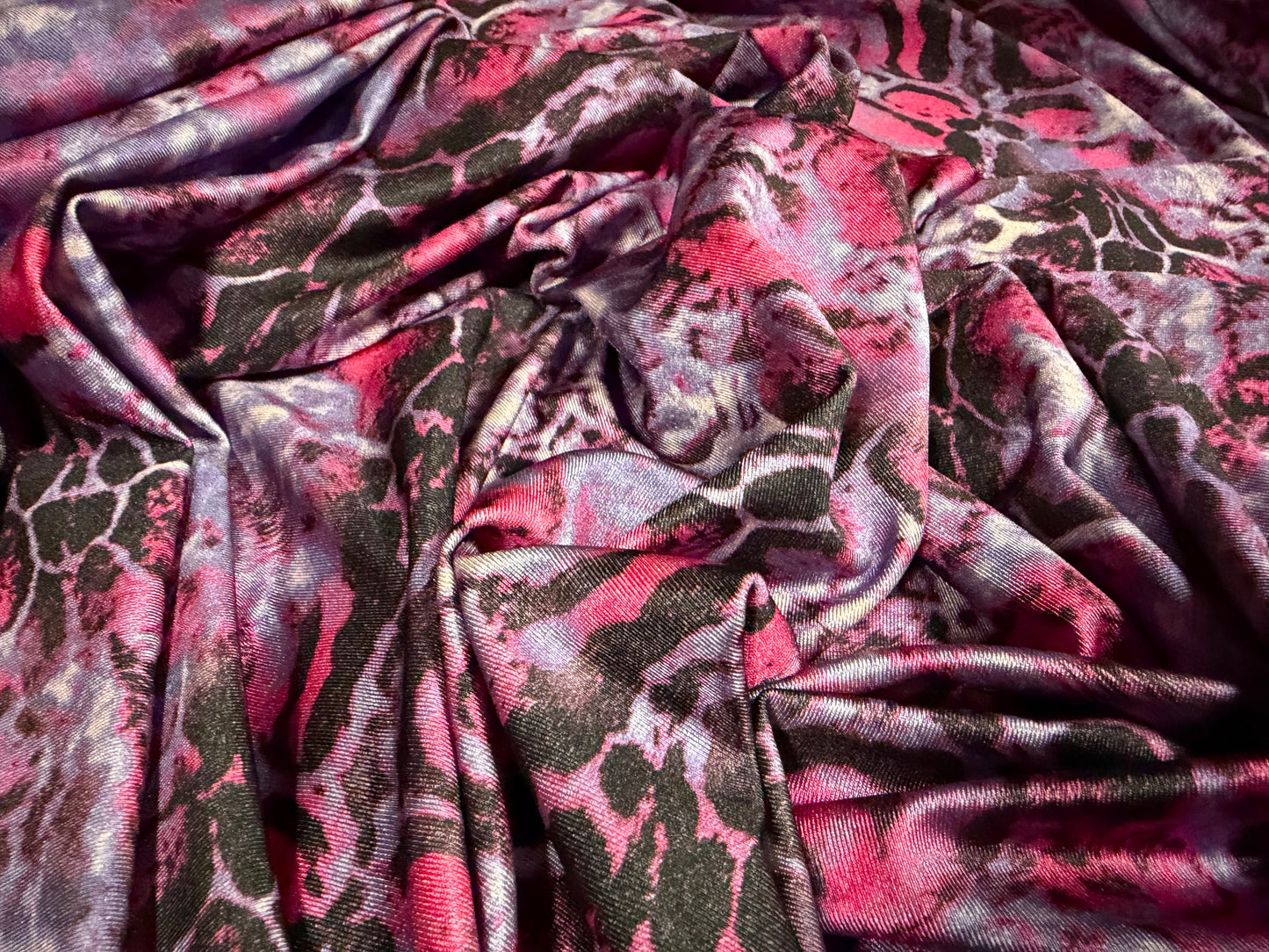 Swimwear stretch spandex jersey fabric, per metre - abstract print - purple & pink