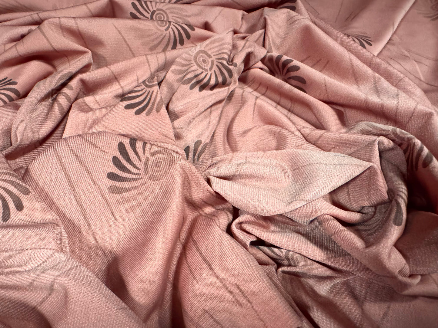 ITY stretch spandex single jersey fabric, per metre - flower circle print - pink
