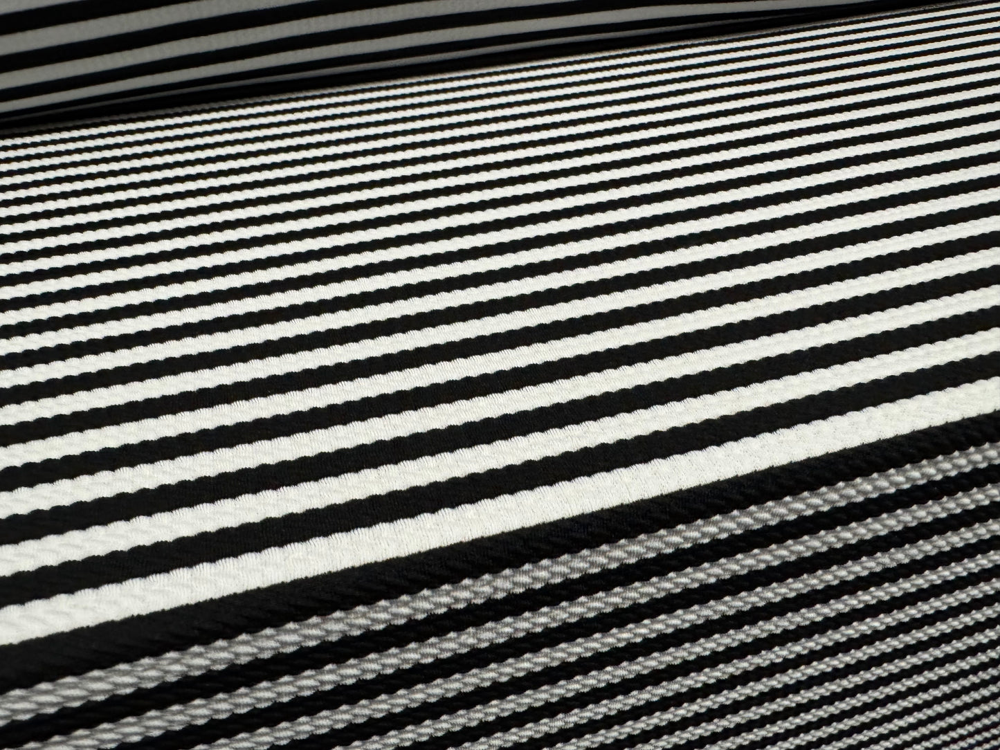Stretch spandex double jersey knit fabric, per metre - stripe - black & white